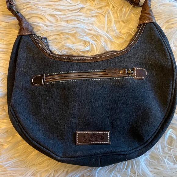 Sixtease over the shoulder circle bag fabric and leather Cowboy patchwork - Picture 4 of 9